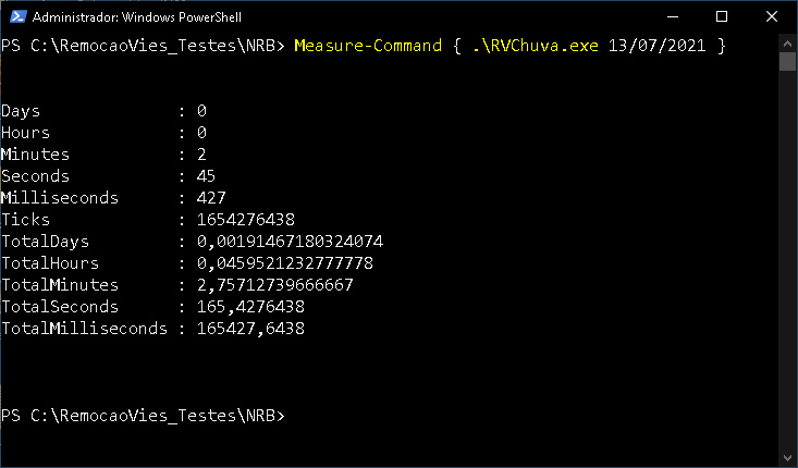 Tempo de CPU - Aplicativo RVChuva